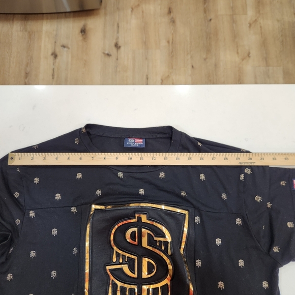Phat Farm 3d Gold T-Shirt Mens XL Black Money Tee Y2K Relief Rare 90s Bling - Picture 7 of 10